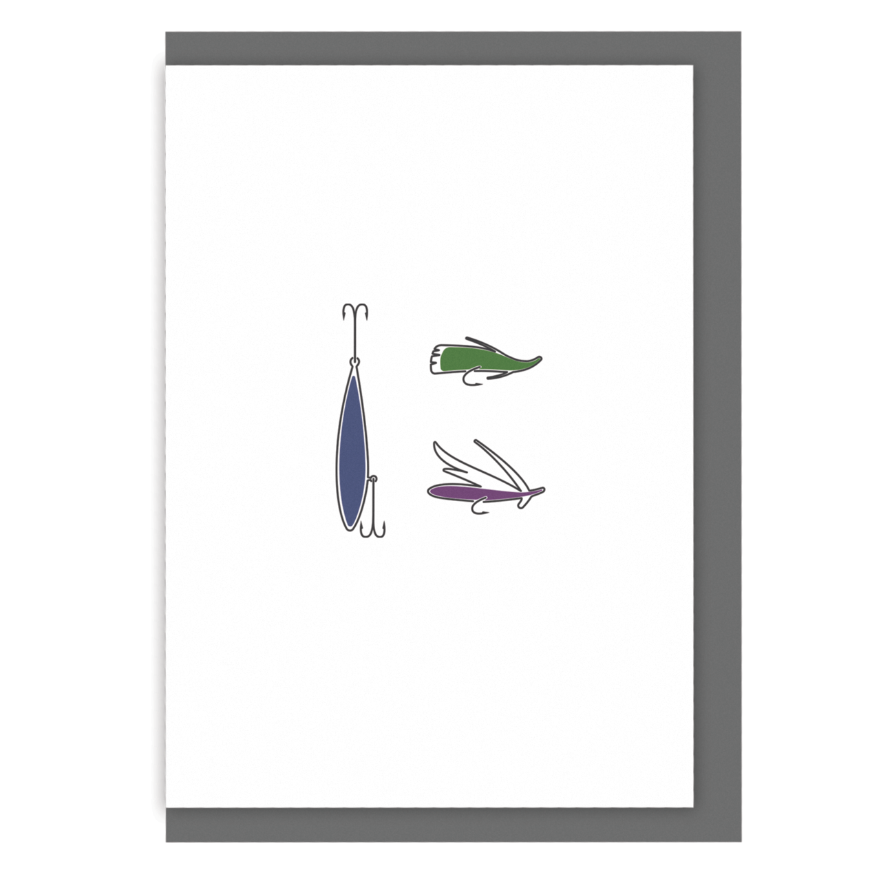 Fishing greetings card fishing tackle illustration