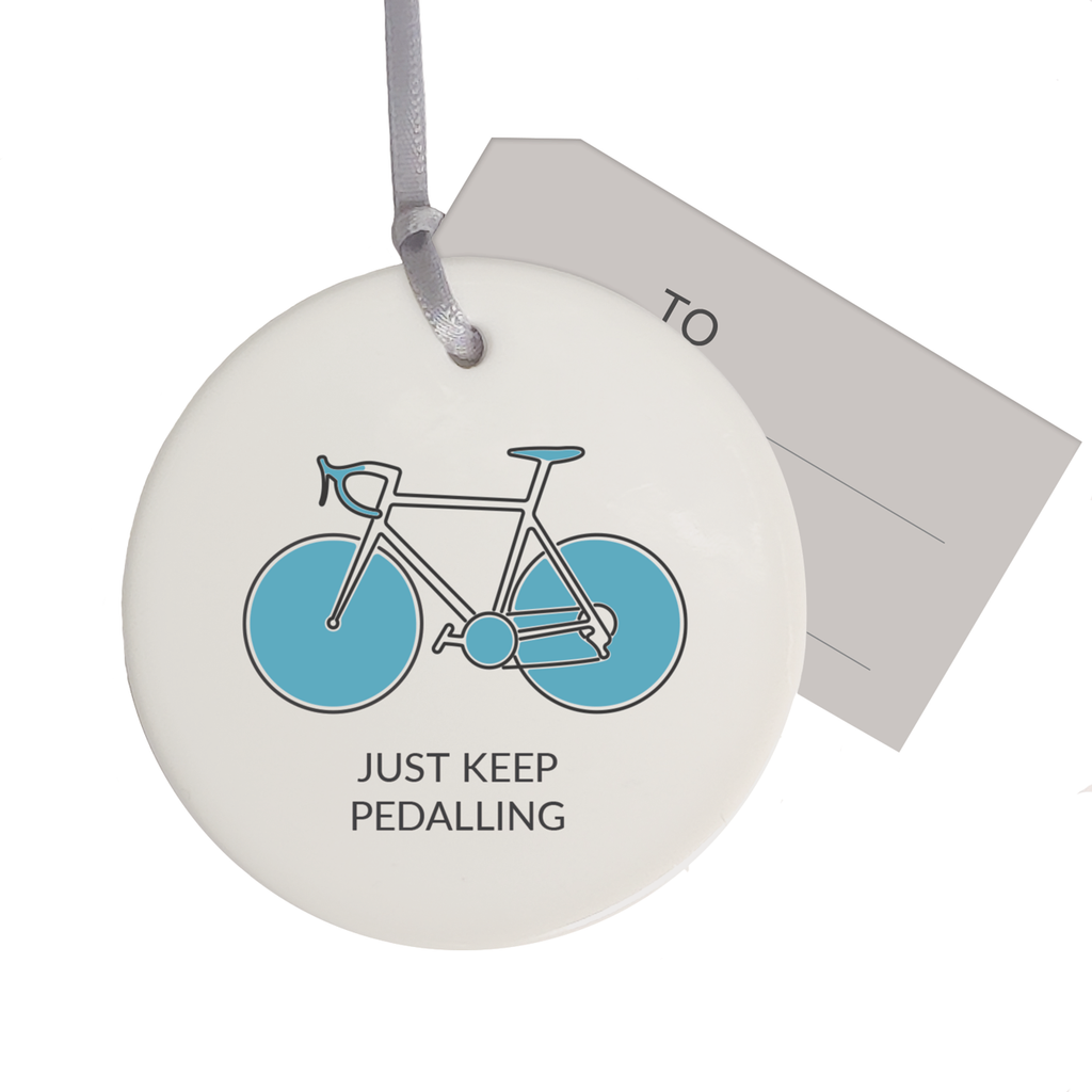 Ceramic cycling decoration - Just Keep Pedalling