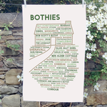 Scottish bothies tea towel outdoors