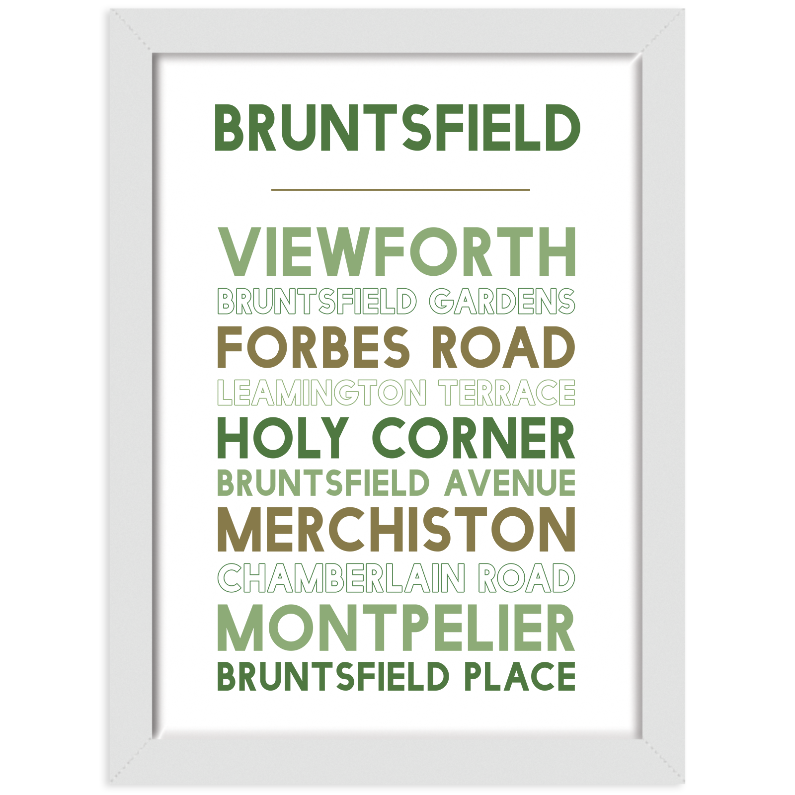 Bruntsfield print white frame