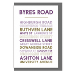 Byres Road Glasgow greetings card