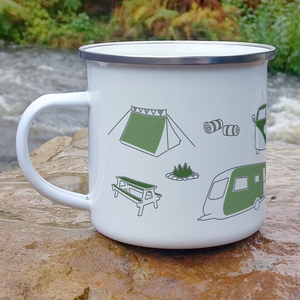 Camping enamel mug outdoors