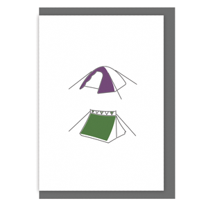 Camping greetings card tents illustration