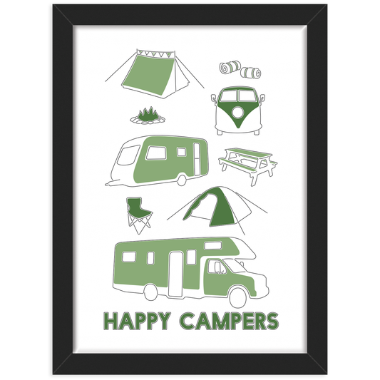 Camping print black frame