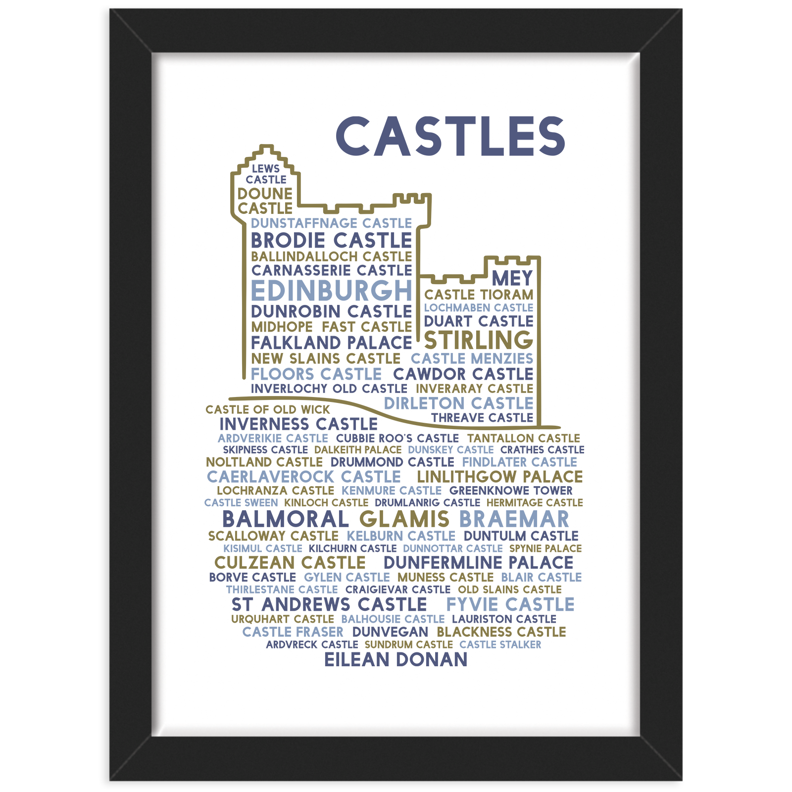 Castles print black frame