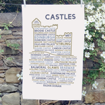 Scottish castles tea towel outdoors