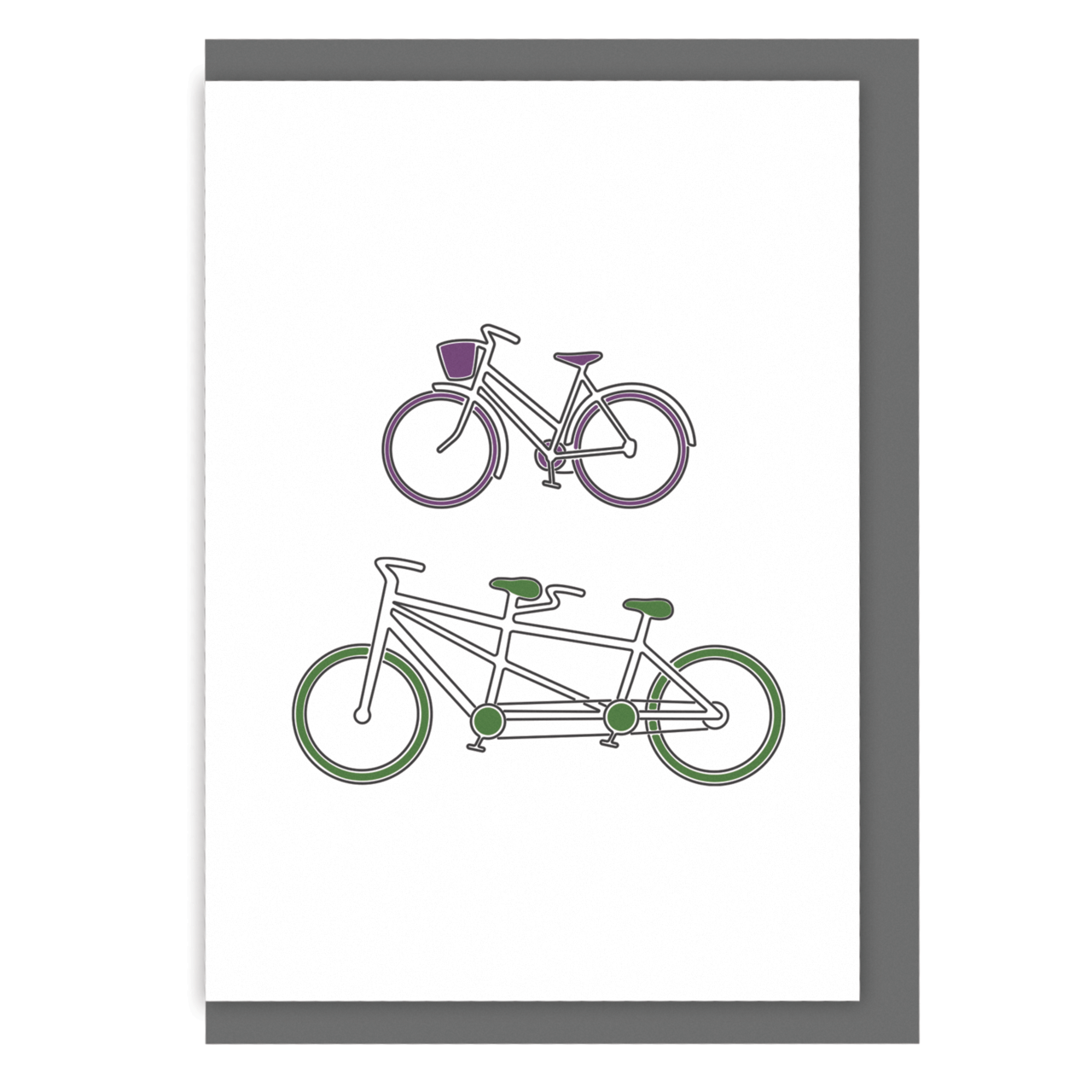 Cycling greetings card bike and tandem illustration