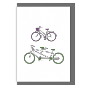 Cycling greetings card bike and tandem illustration