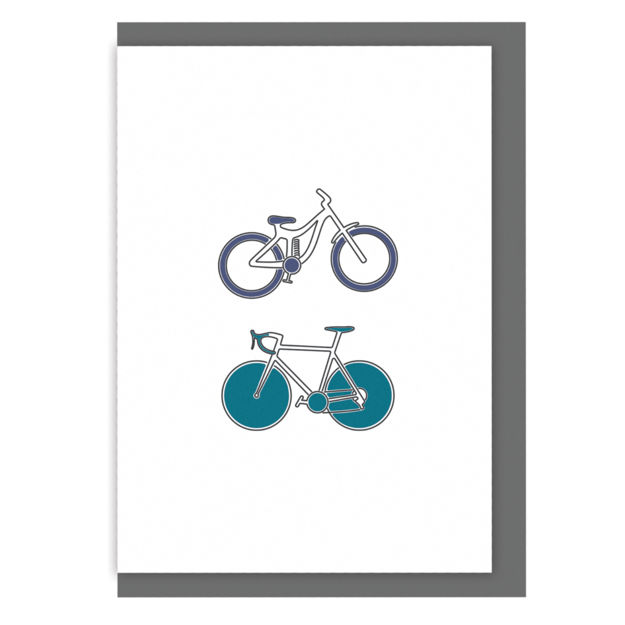 Cycling greetings card racing bike and mountain bike illustration