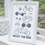 Cycling print white frame standing