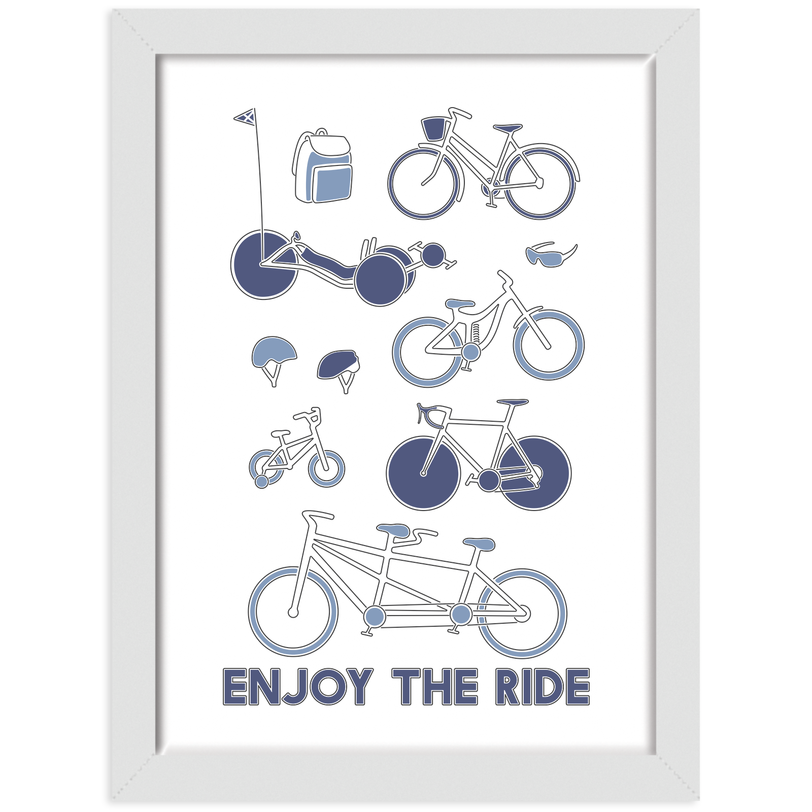 Cycling print white frame