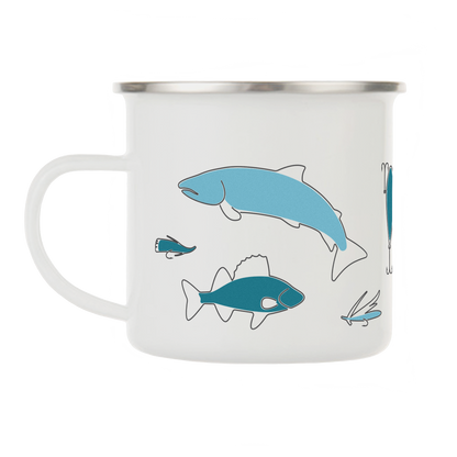 Fishing enamel mug