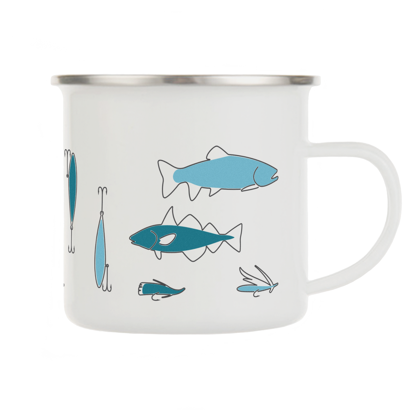 Fishing enamel mug