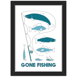 Fishing print black frame