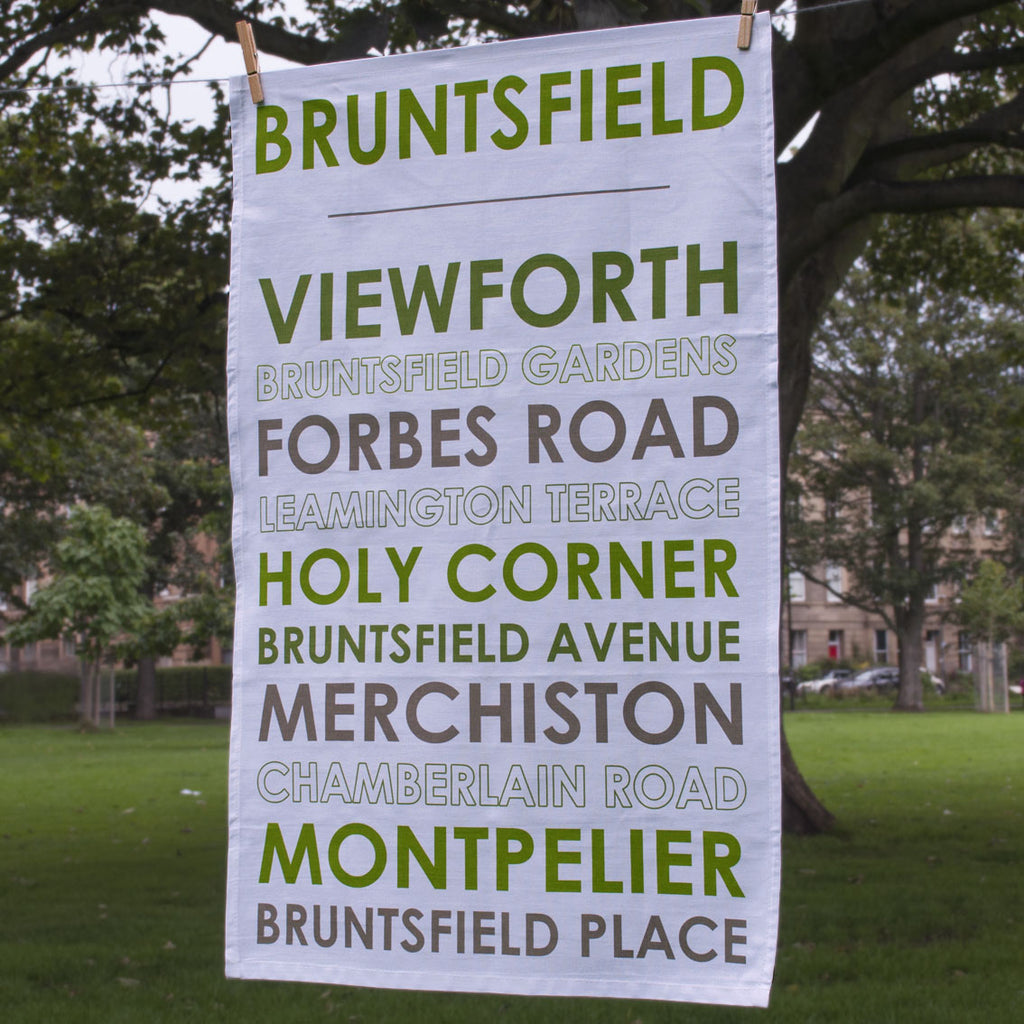 Full view of Bruntsfield tea towel