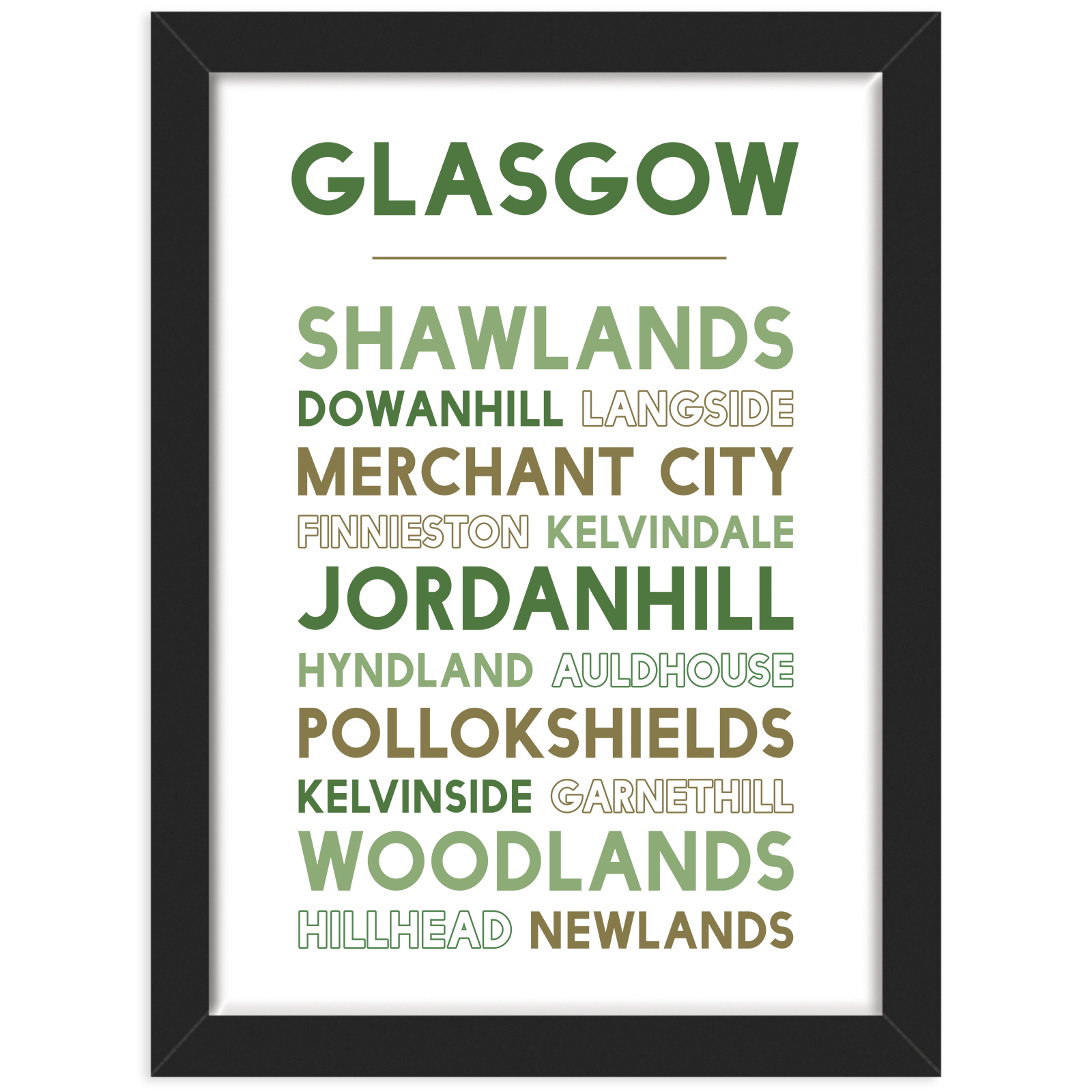 Glasgow print black frame