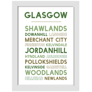 Glasgow print white frame