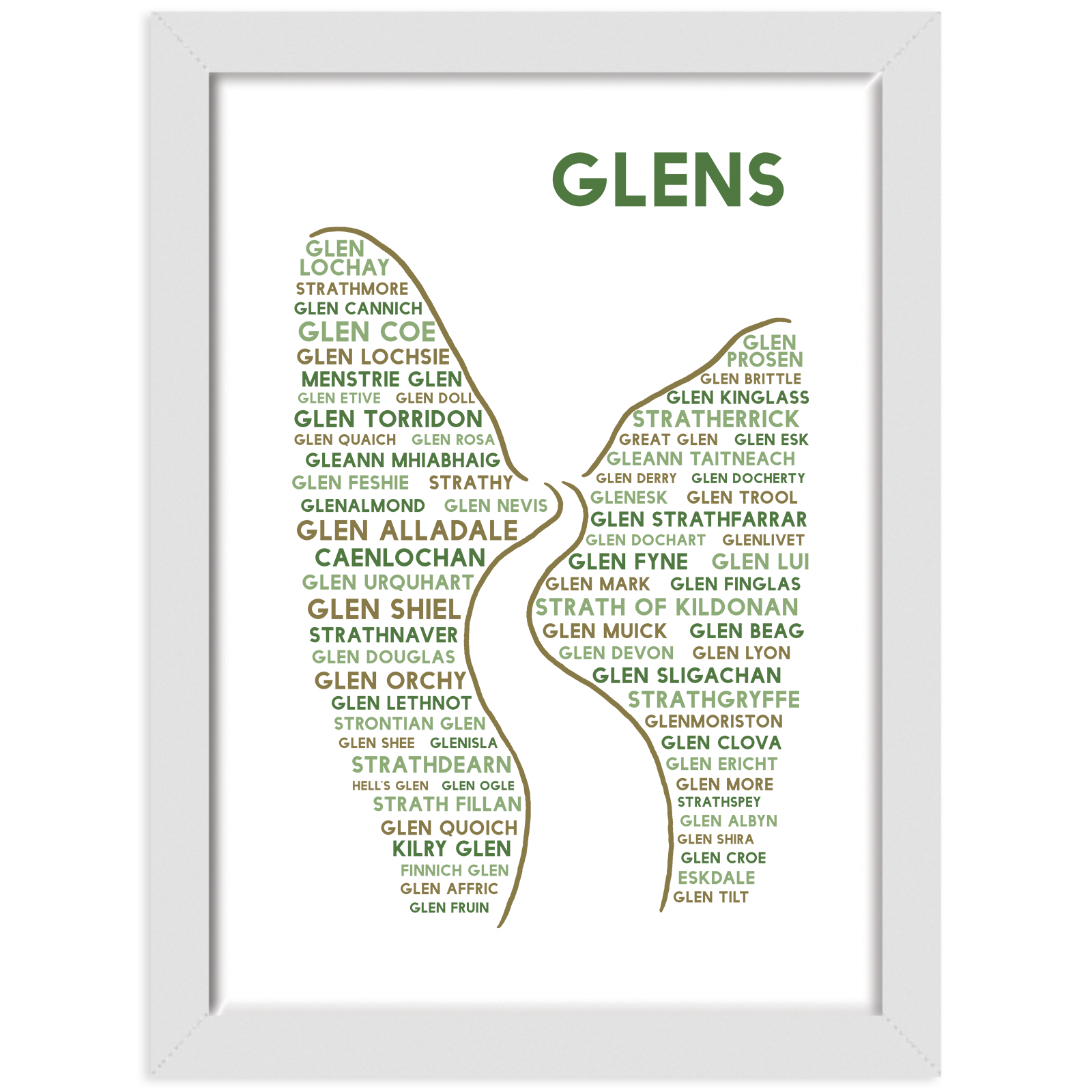Glens print white frame