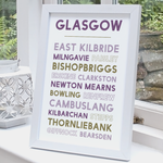 Glasgow print white frame standing