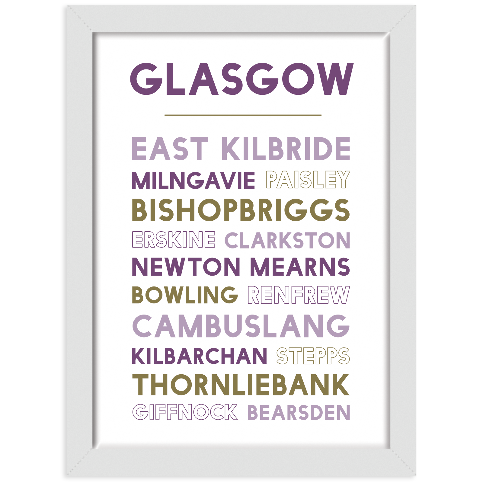 Greater Glasgow print white frame