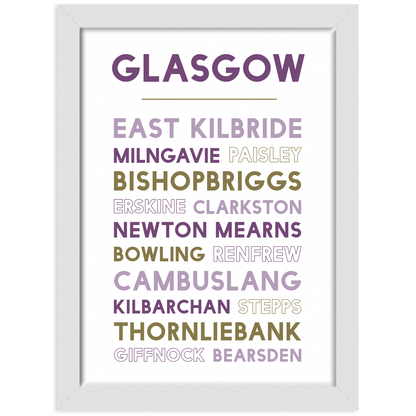 Greater Glasgow print white frame