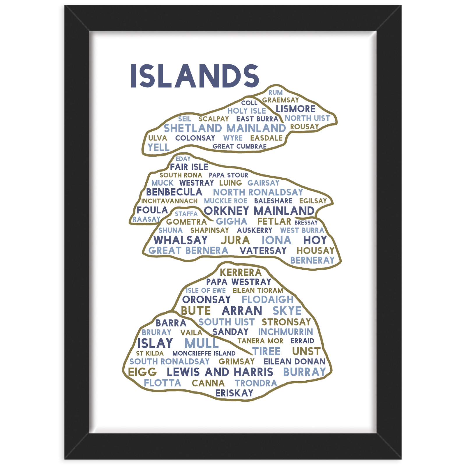 Islands print black frame