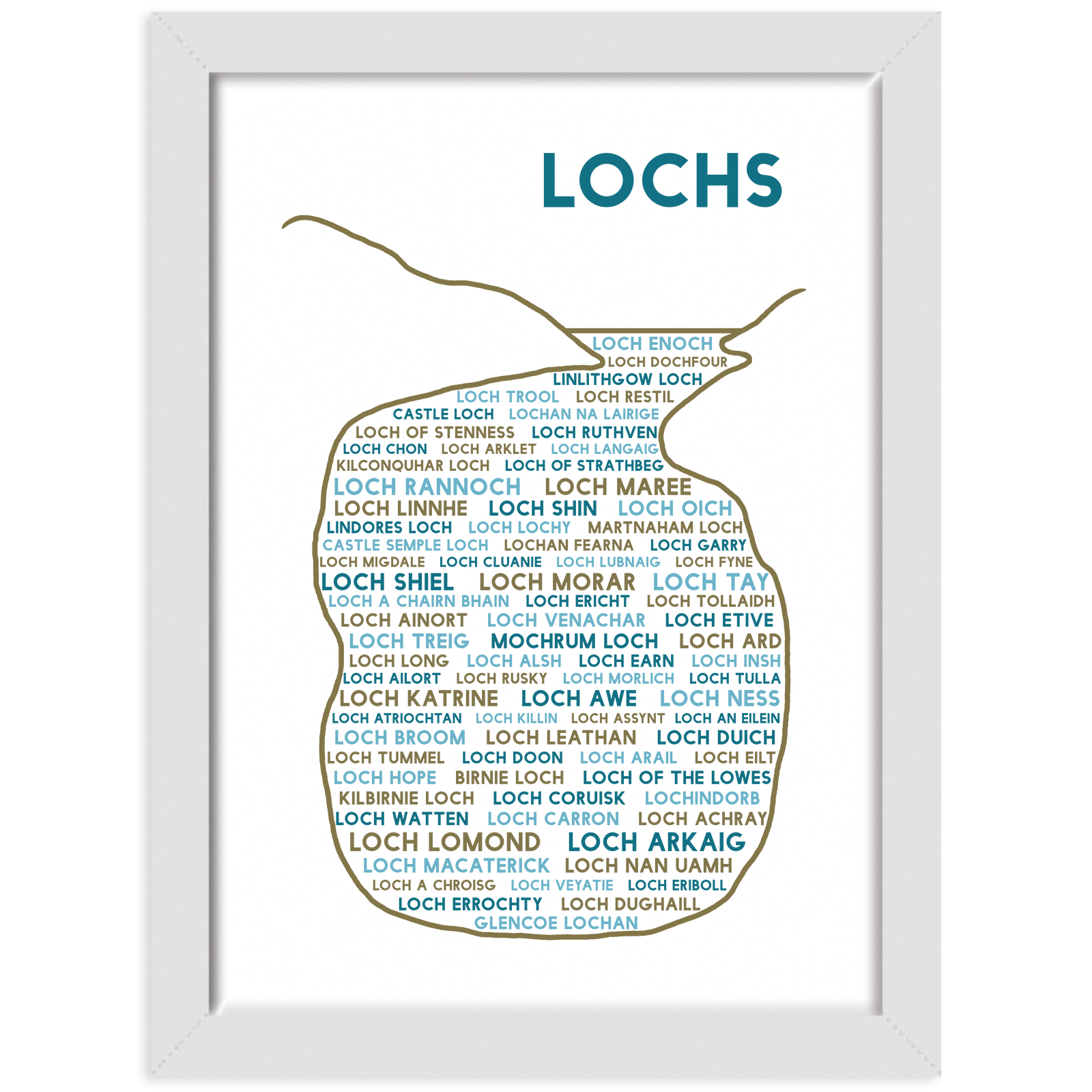 Lochs print white frame