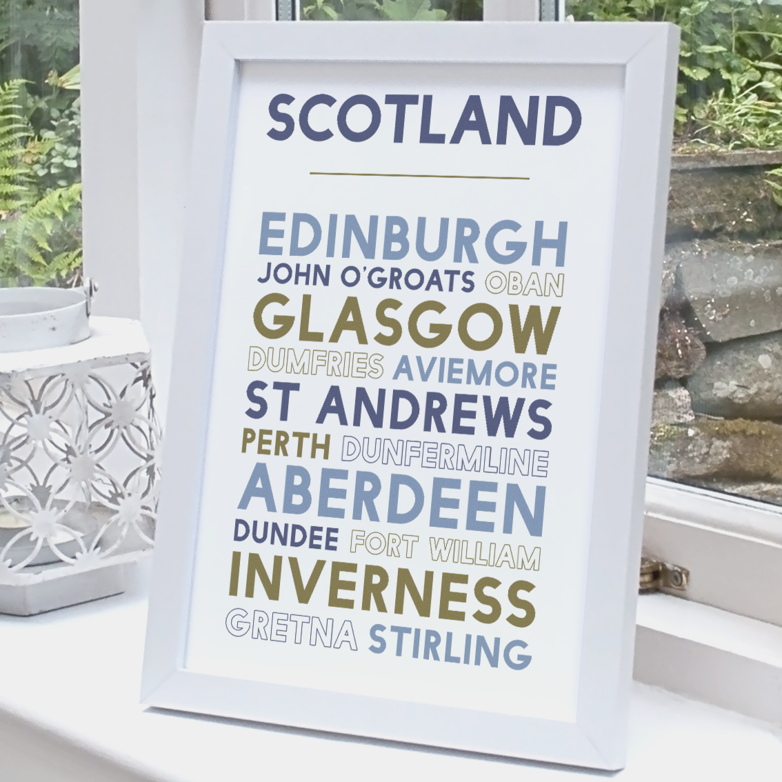 Scotland print white frame standing