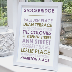 Stockbridge Edinburgh print white frame standing